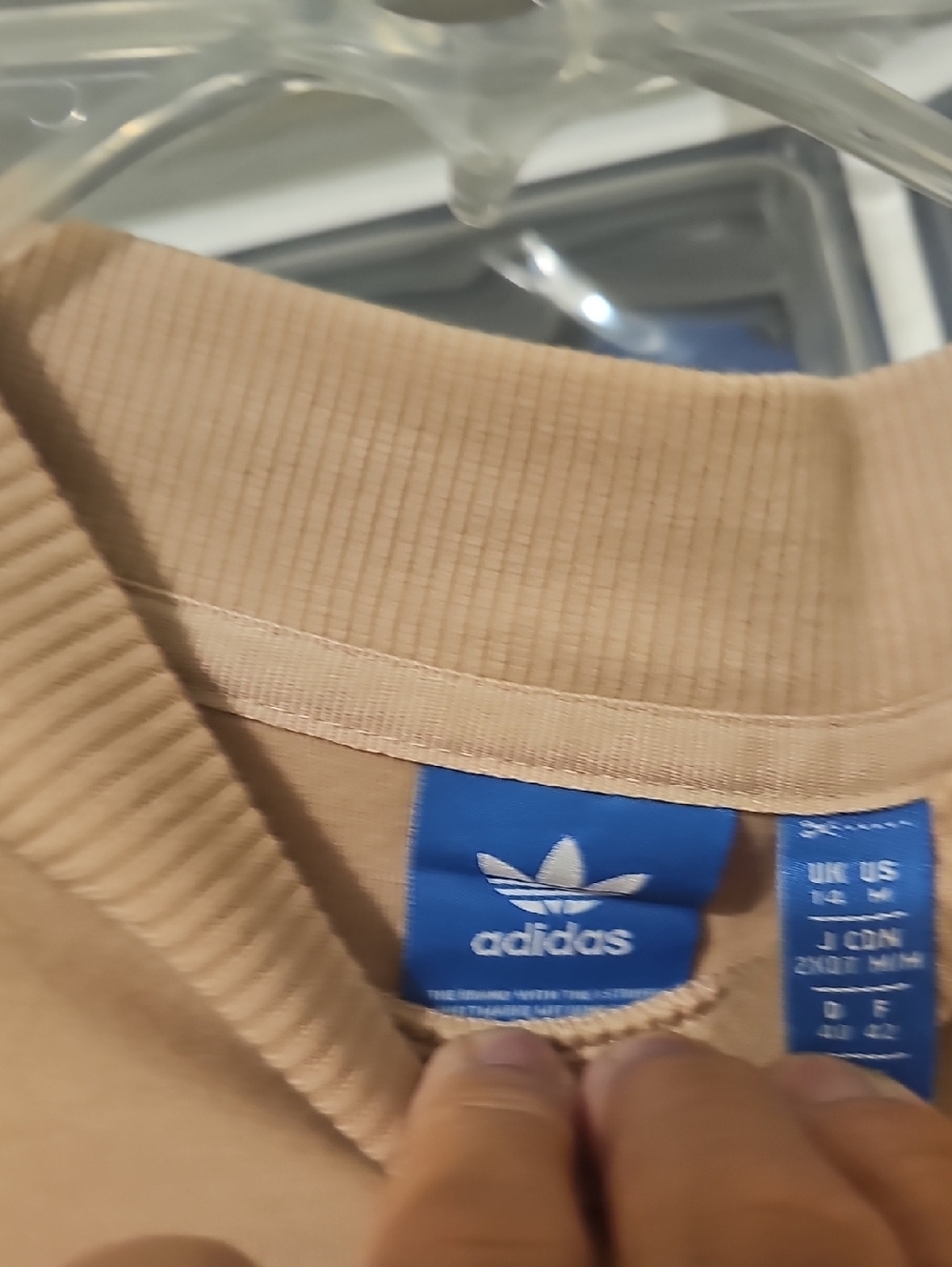 adidas Beige Long Sleeve Sweatshirt Dress with White Stripes - Picture 7 of 11